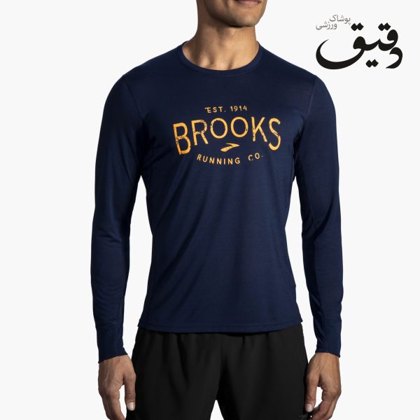 بلوز ورزشی مردانه بروکس Brooks Distance Long Sleeve سرمه ای