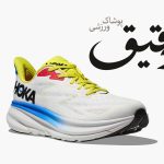 کتونی ورزشی هوکا کلیفتون HOKA CLIFTON 9 سفید بند رنگی سایز 2/3 42