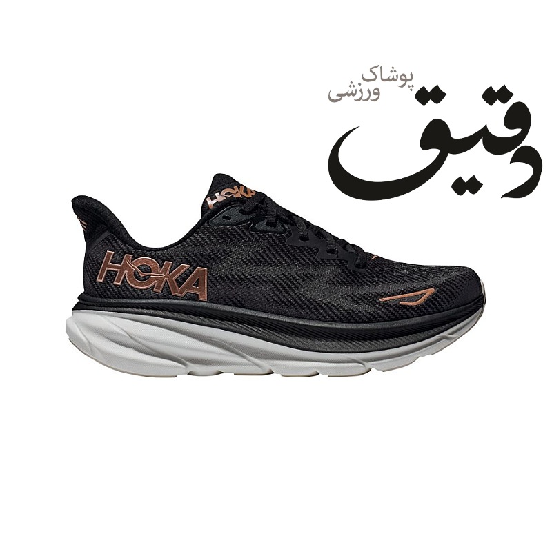 کتونی ورزشی هوکا کلیفتون HOKA CLIFTON 9 مشکی طلایی