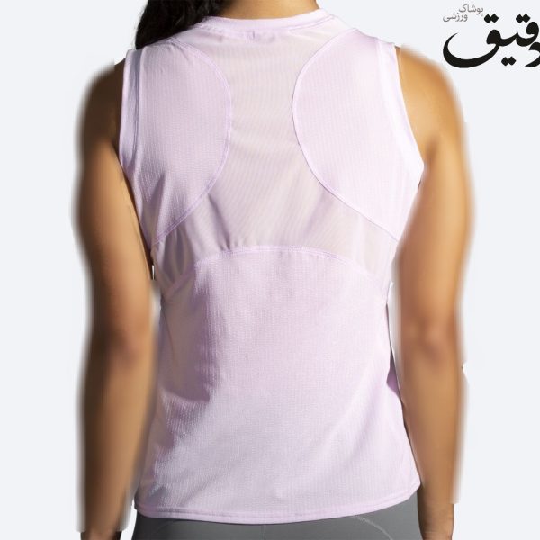 تاپ ورزشی بروکس زنانه Brooks Atmosphere sleeveles صورتی کمرنگ سایز M
